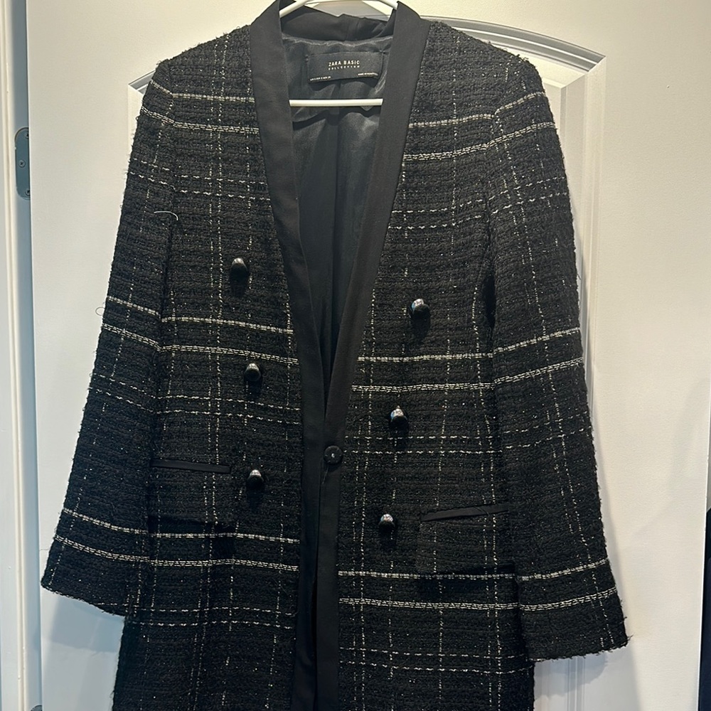 Zara Black Plaid Blazer